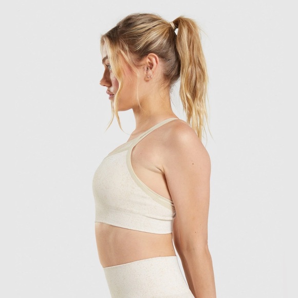 Gymshark adapt fleck seamless sports bra mineral coconut white medium - Picture 3 of 9